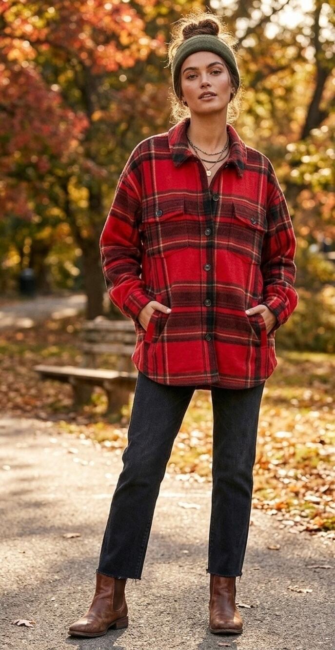 Women’s plaid long sleeve flannel shacket